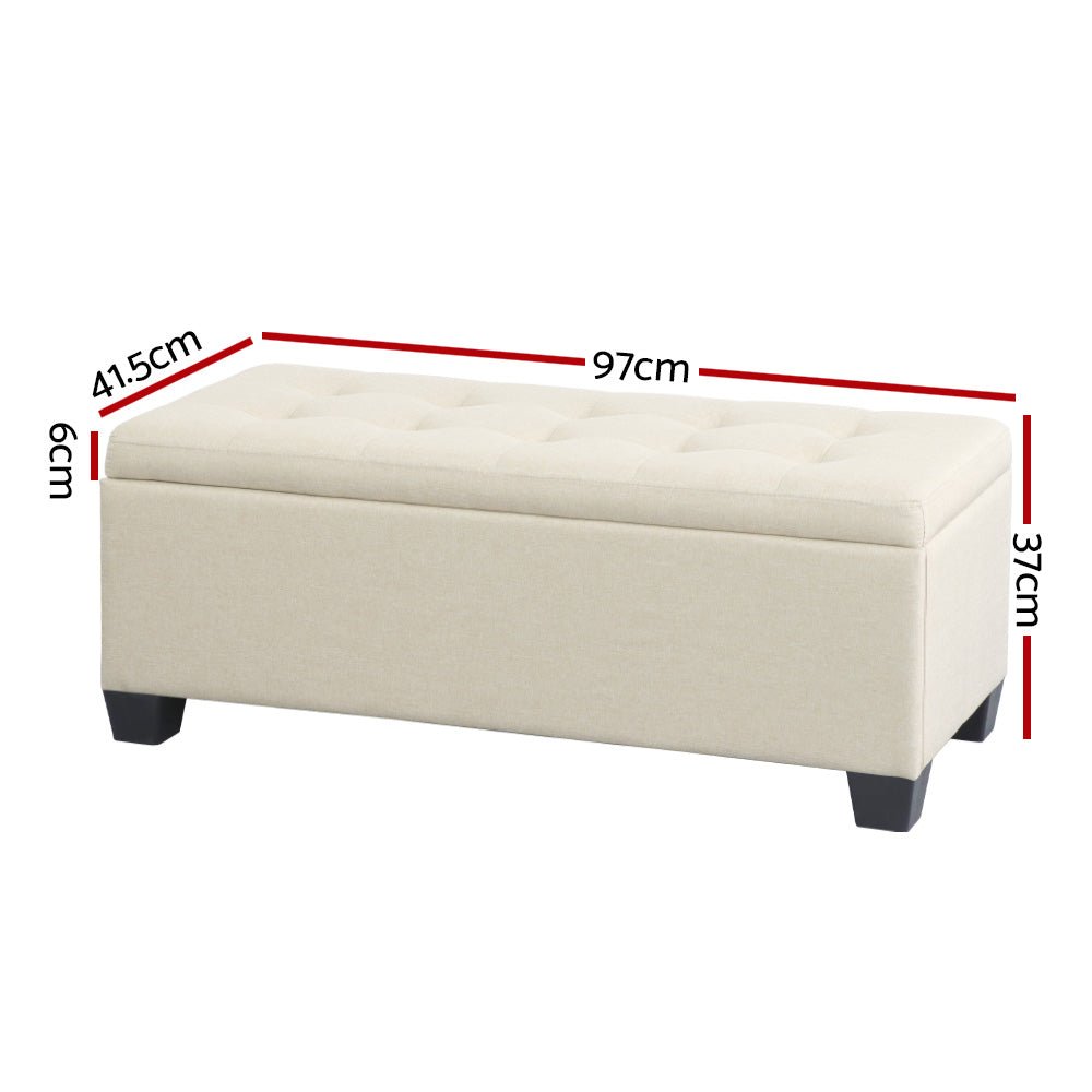 Tommie Fabric Storage Ottoman Beige - Furniture > Bedroom - Rivercity House & Home Co. (ABN 18 642 972 209) - Affordable Modern Furniture Australia