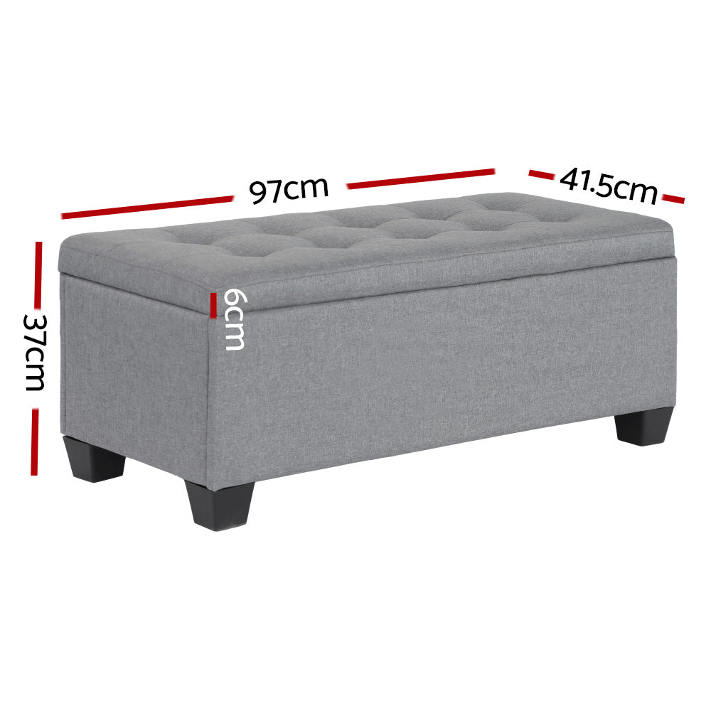 Tommie Fabric Storage Ottoman Grey - Furniture > Bedroom - Rivercity House & Home Co. (ABN 18 642 972 209) - Affordable Modern Furniture Australia