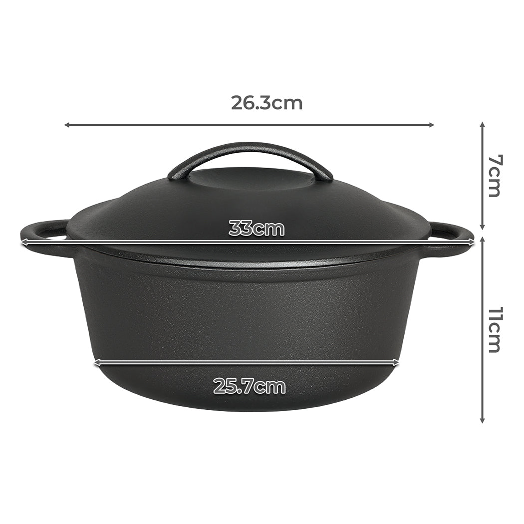Toque 6.6L Heavy Duty Cast Iron Dutch Oven Casserole Pot - Black - Rivercity House & Home Co. (ABN 18 642 972 209) - Affordable Modern Furniture Australia