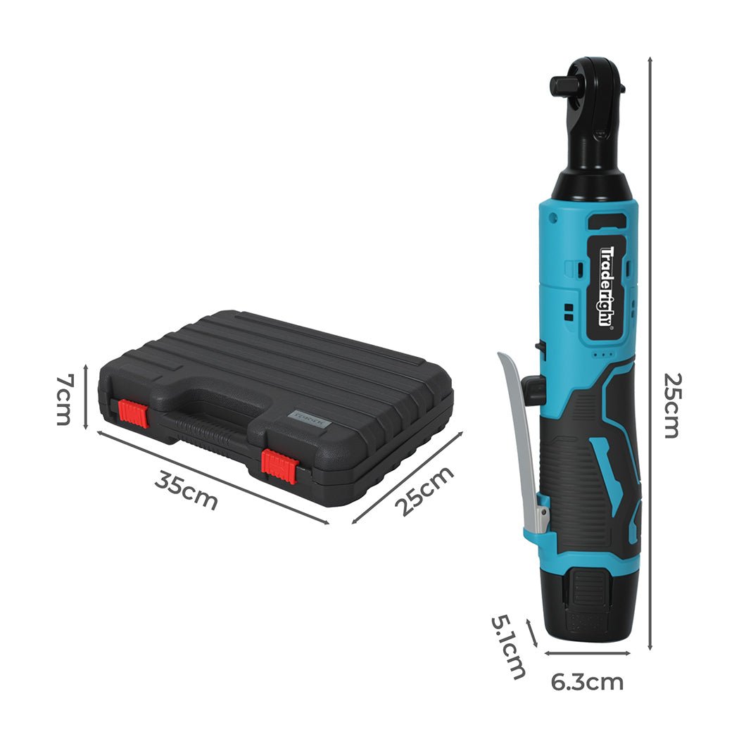 Traderight 12V Cordless 3/8" Drive Ratchet Wrench Kit 42N·m Torque - Blue and Black - Rivercity House & Home Co. (ABN 18 642 972 209) - Affordable Modern Furniture Australia