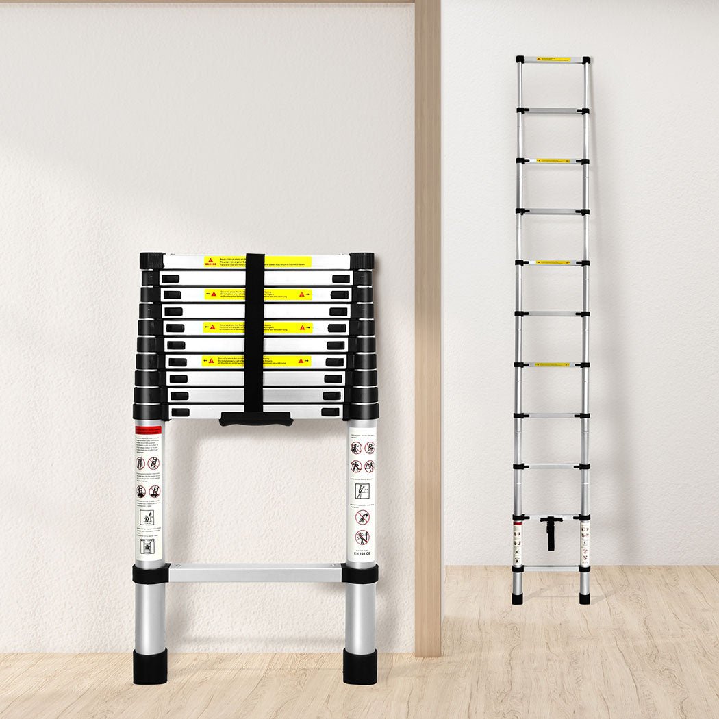 Traderight 3.2M Telescopic Multipurpose Ladder with Anti - Slip Steps - Silver - Rivercity House & Home Co. (ABN 18 642 972 209) - Affordable Modern Furniture Australia