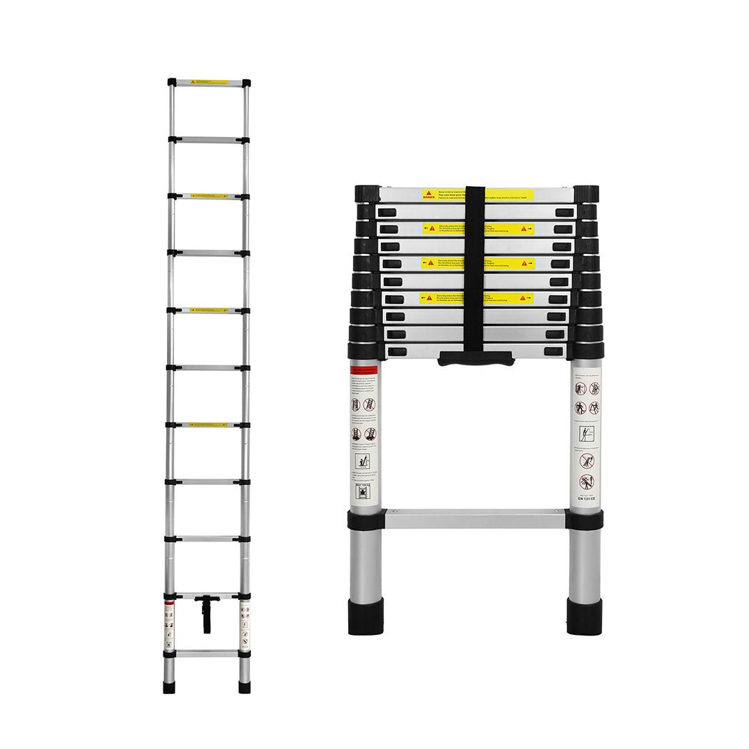 Traderight 3.2M Telescopic Multipurpose Ladder with Anti - Slip Steps - Silver - Rivercity House & Home Co. (ABN 18 642 972 209) - Affordable Modern Furniture Australia