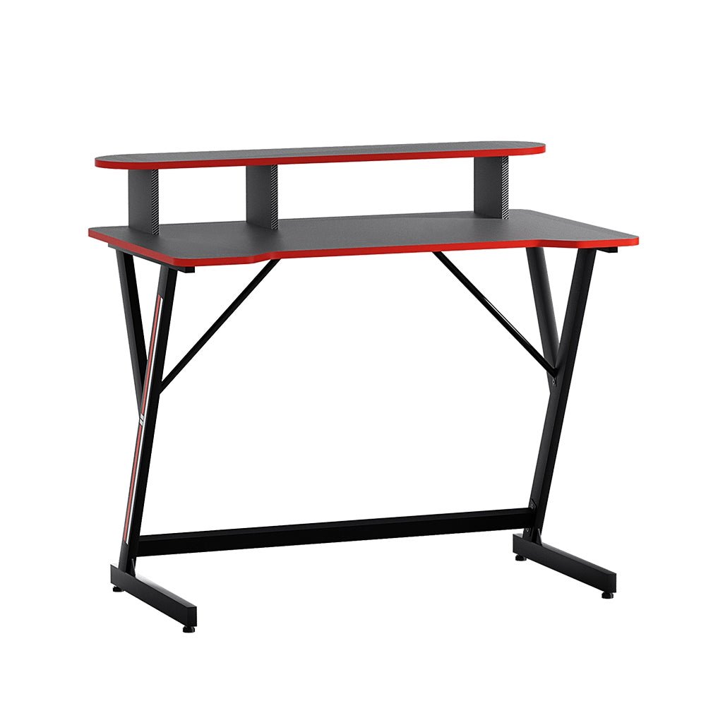 Two - Tier Gaming Desk - Black - Furniture > Office - Rivercity House & Home Co. (ABN 18 642 972 209) - Affordable Modern Furniture Australia