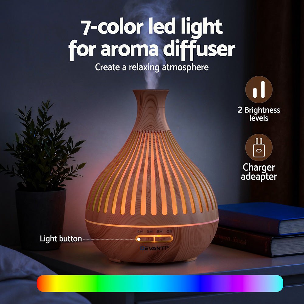 Ultrasonic Aroma Diffuser Aromatherapy 400ml LED Lights Iron Humidifier Forest Light wood grain - Appliances > Aroma Diffusers & Humidifiers > Aroma Diffusers - Rivercity House & Home Co. (ABN 18 642 972 209) - Affordable Modern Furniture Australia