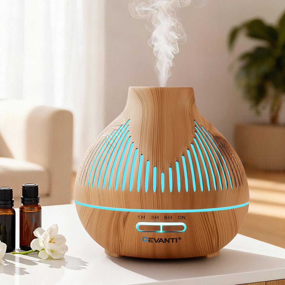 Ultrasonic Aroma Diffuser Aromatherapy 400ml LED Lights Iron Humidifier Forest Light wood grain - Appliances > Aroma Diffusers & Humidifiers > Aroma Diffusers - Rivercity House & Home Co. (ABN 18 642 972 209) - Affordable Modern Furniture Australia