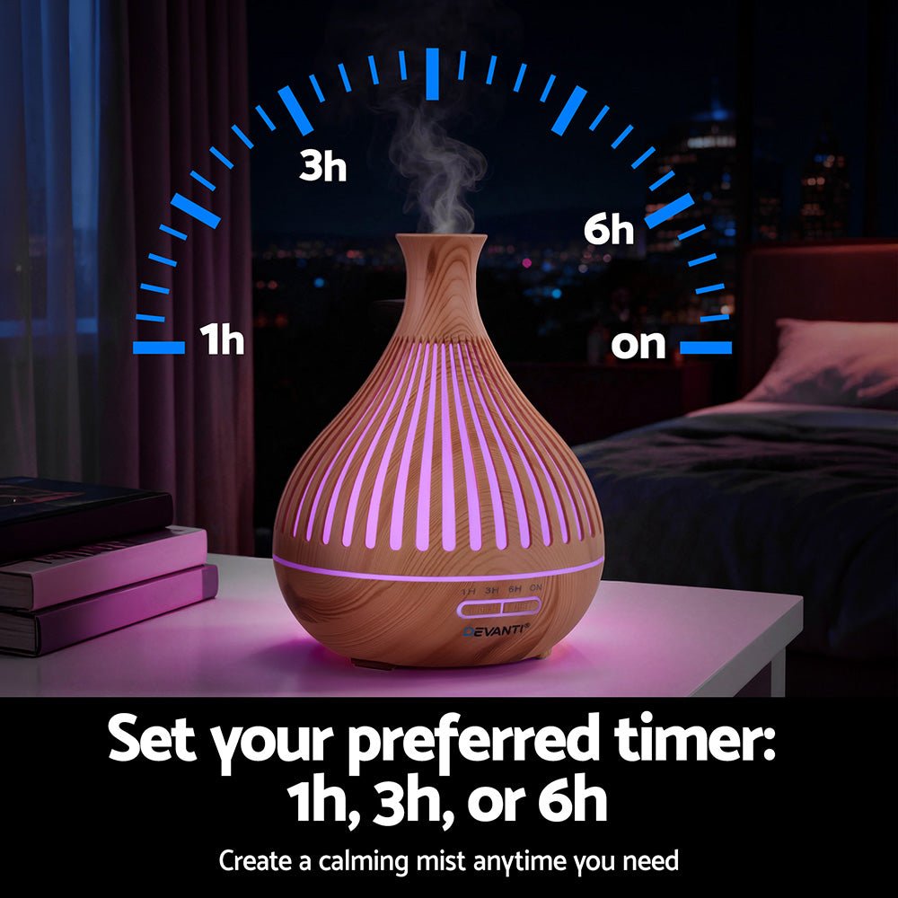 Ultrasonic Aroma Diffuser Aromatherapy 400ml LED Lights Iron Humidifier Forest Light wood grain - Appliances > Aroma Diffusers & Humidifiers > Aroma Diffusers - Rivercity House & Home Co. (ABN 18 642 972 209) - Affordable Modern Furniture Australia