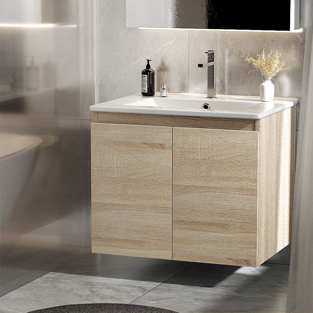 Vanity Unit 600mm with Basin Oak - Furniture > Bathroom - Rivercity House & Home Co. (ABN 18 642 972 209) - Affordable Modern Furniture Australia