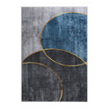 Washable Large 200x290cm Geometric Area Rug with Anti-Slip Backing - Modern Faded Finish