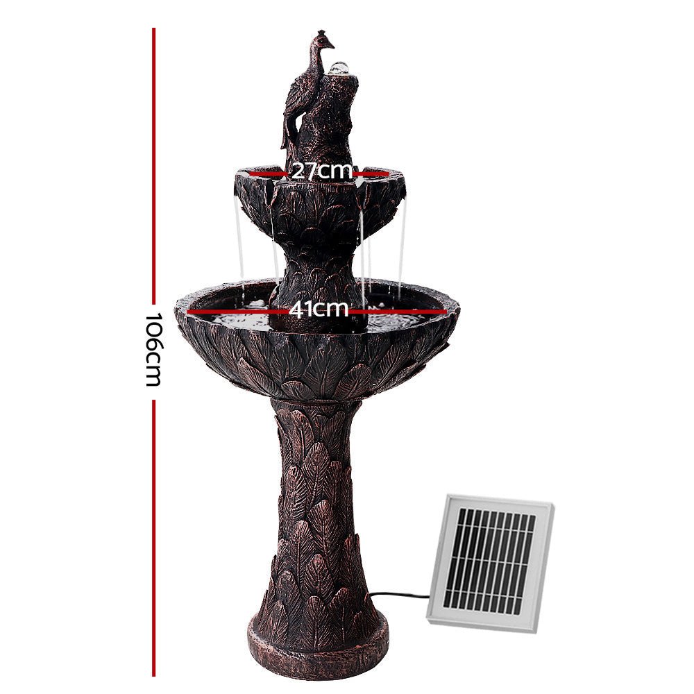 Water Solar Fountain Outdoor Bird Bath Peacock Cascading - Rivercity House & Home Co. (ABN 18 642 972 209) - Affordable Modern Furniture Australia
