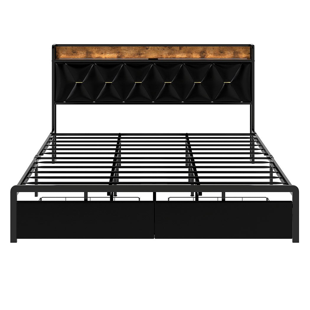 Waverton King Storage Bed with LED Headboard – Black - Rivercity House & Home Co. (ABN 18 642 972 209) - Affordable Modern Furniture Australia