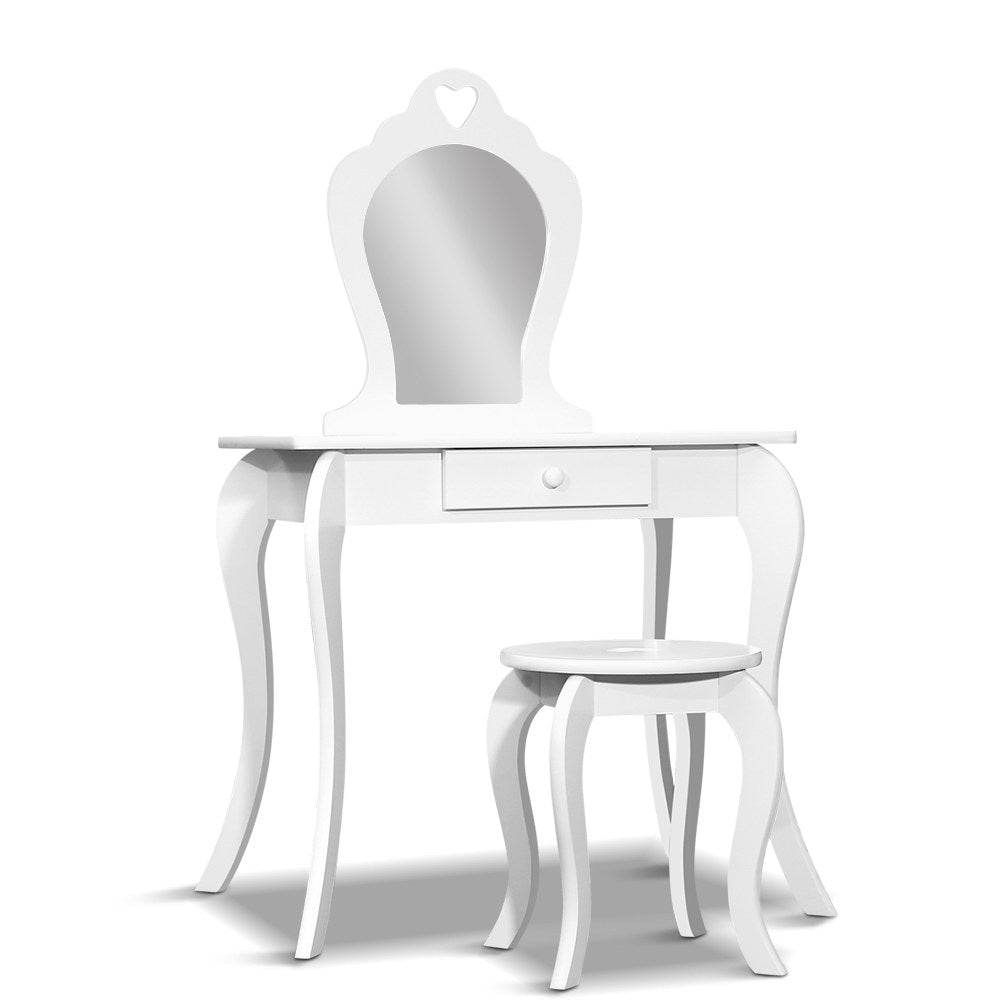 White Kids Vanity Dressing Table Stool Set Mirror Princess Children Makeup - Baby & Kids > Kid's Furniture - Rivercity House & Home Co. (ABN 18 642 972 209) - Affordable Modern Furniture Australia
