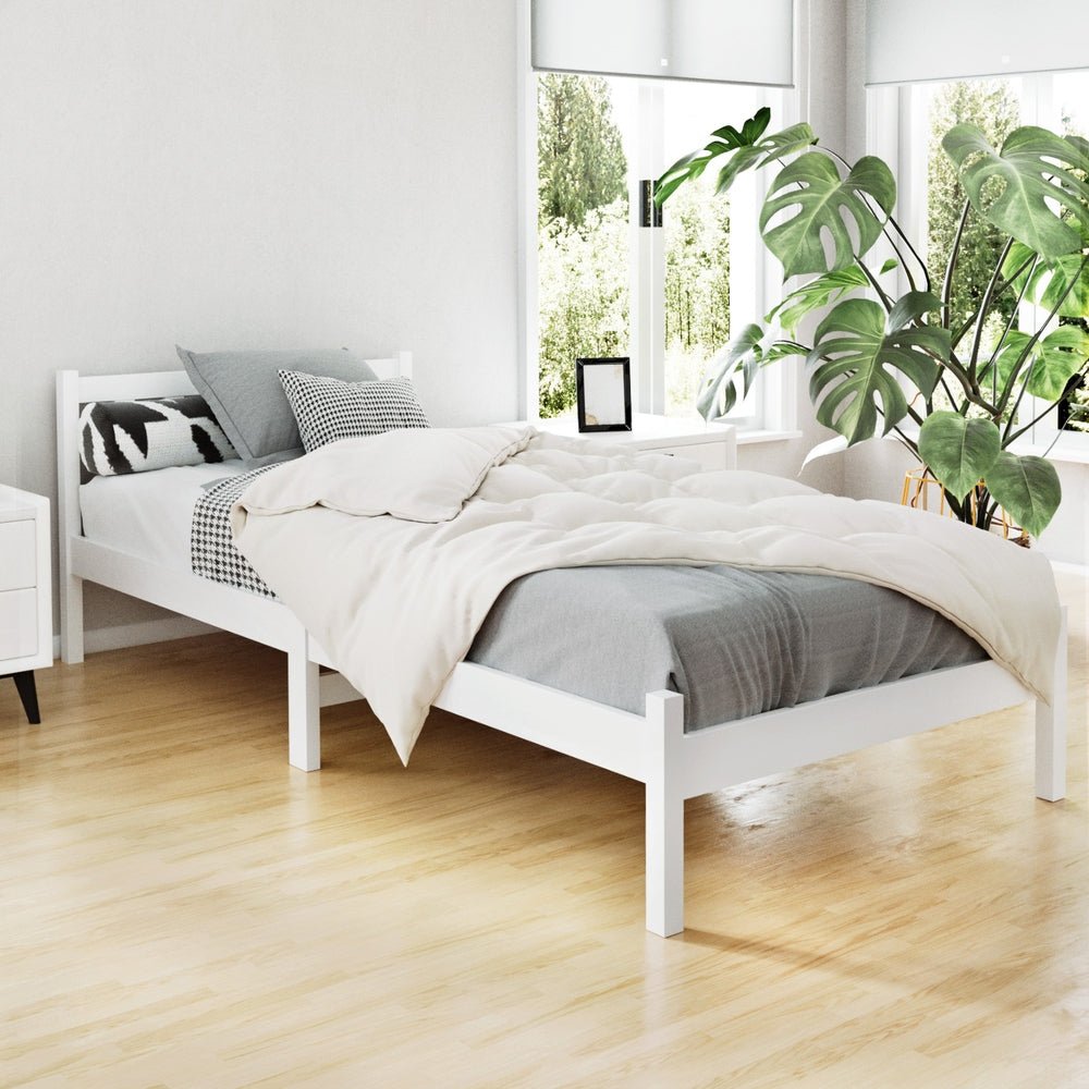 Whitehaven Wooden Single Bed Frame White - Rivercity House & Home Co. (ABN 18 642 972 209) - Affordable Modern Furniture Australia