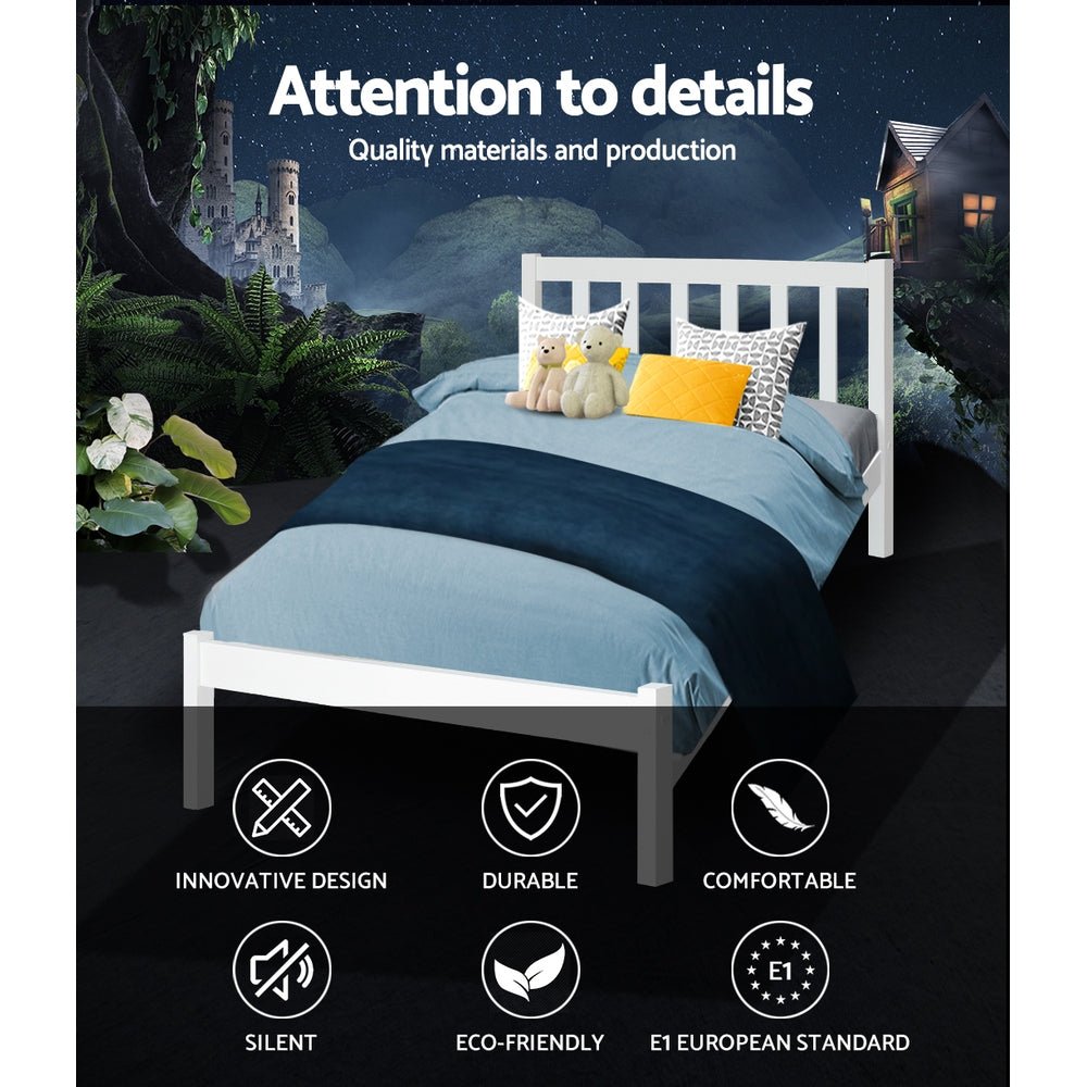 Whitehaven Wooden Single Bed Frame White - Rivercity House & Home Co. (ABN 18 642 972 209) - Affordable Modern Furniture Australia