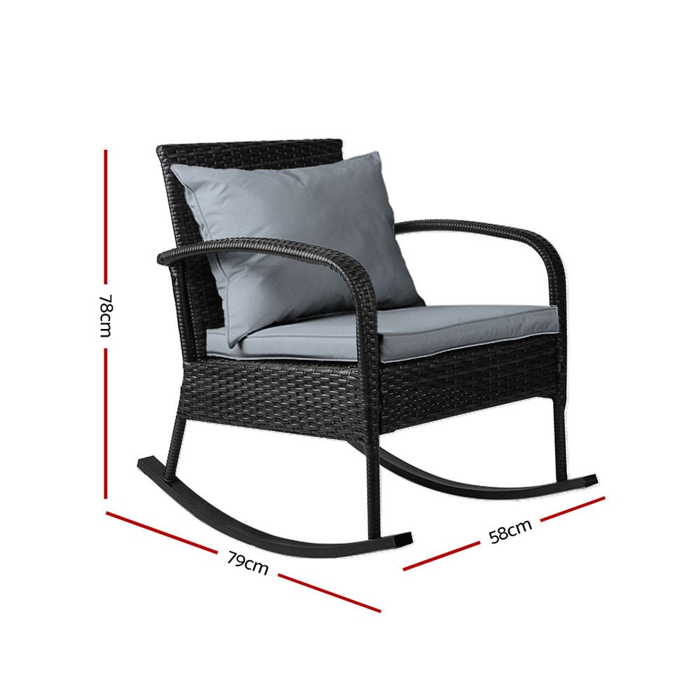 Wicker Rocking Chair (Black) - Furniture - Rivercity House & Home Co. (ABN 18 642 972 209) - Affordable Modern Furniture Australia