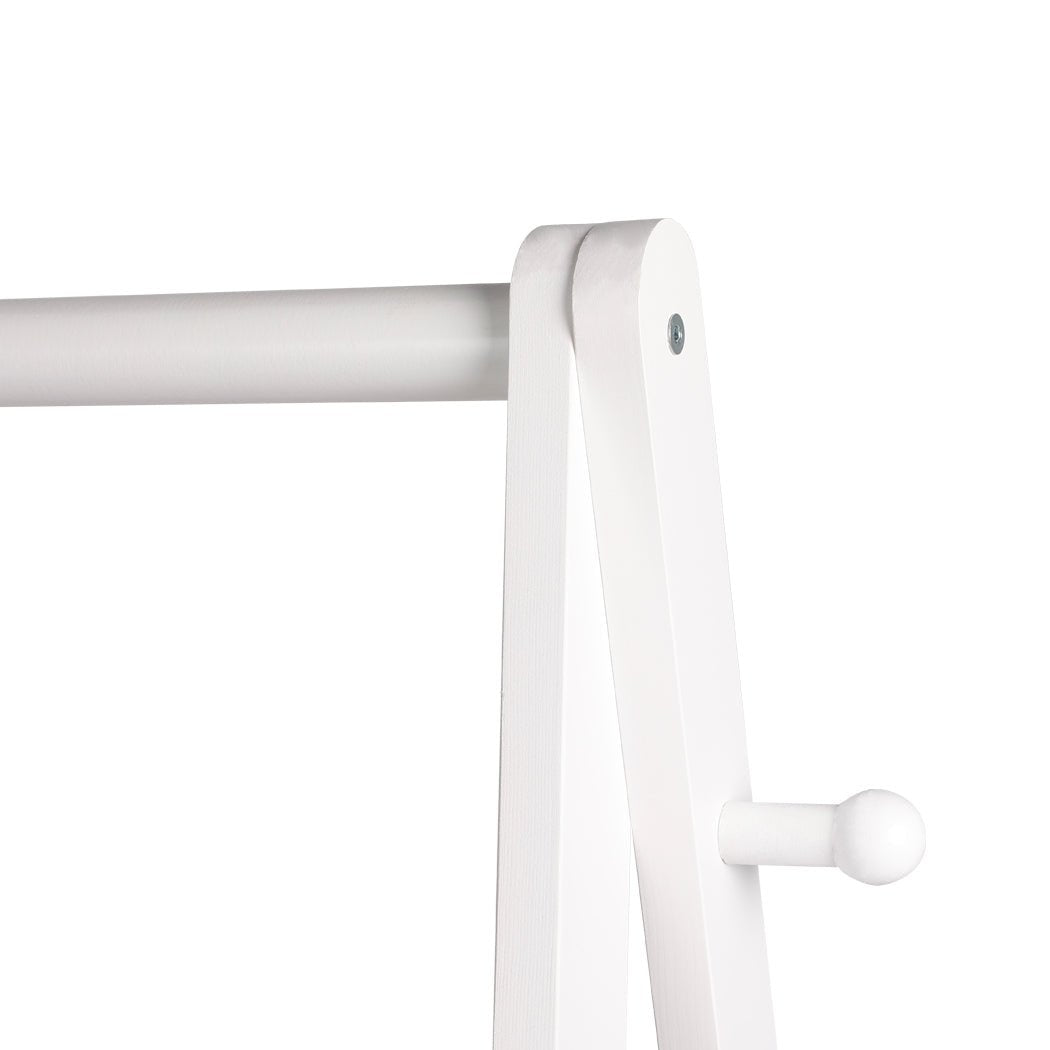 Wooden Clothes Rack Wardrobe with Shoe Rack and Hooks - White - Rivercity House & Home Co. (ABN 18 642 972 209) - Affordable Modern Furniture Australia