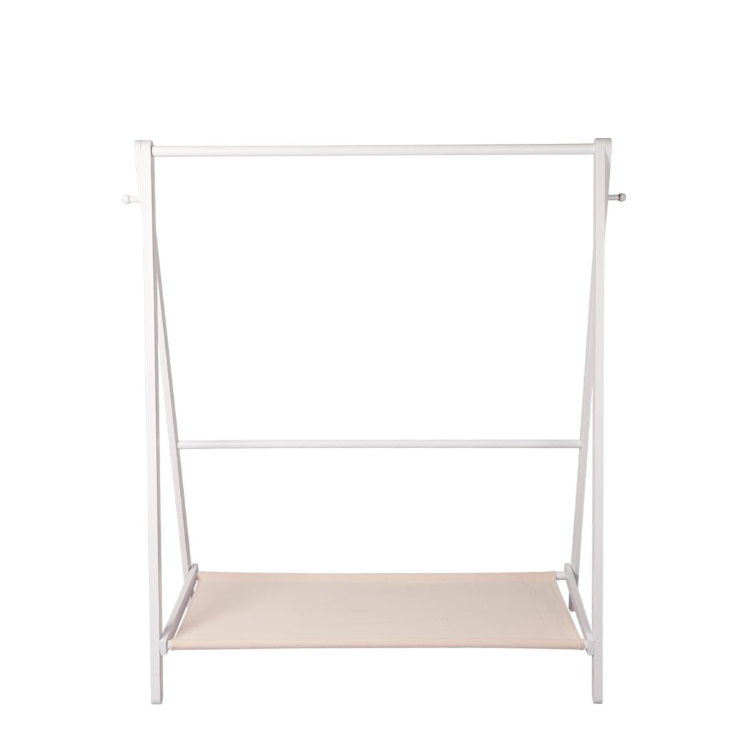 Wooden Clothes Rack Wardrobe with Shoe Rack and Hooks - White - Rivercity House & Home Co. (ABN 18 642 972 209) - Affordable Modern Furniture Australia