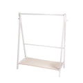 Wooden Clothes Rack Wardrobe with Shoe Rack and Hooks - White
