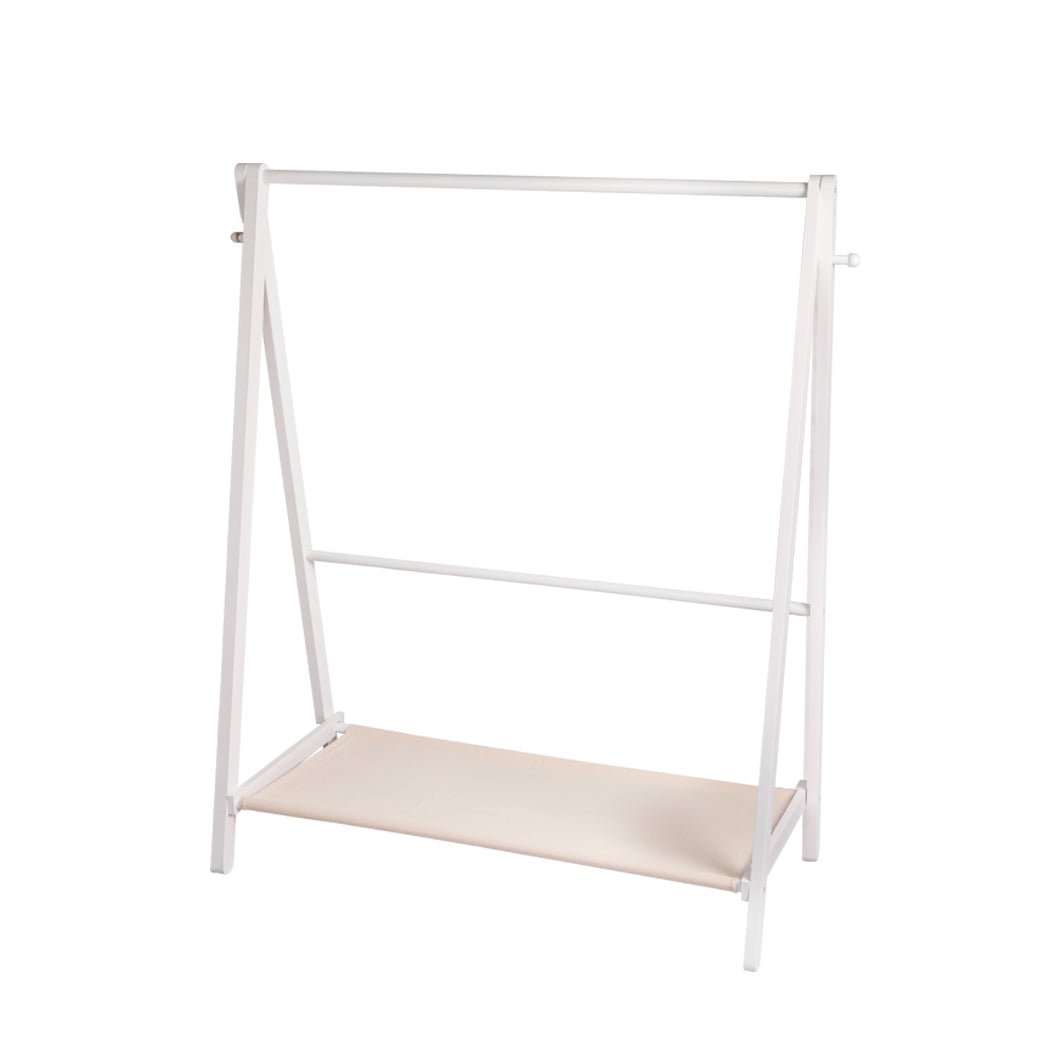 Wooden Clothes Rack Wardrobe with Shoe Rack and Hooks - White - Rivercity House & Home Co. (ABN 18 642 972 209) - Affordable Modern Furniture Australia