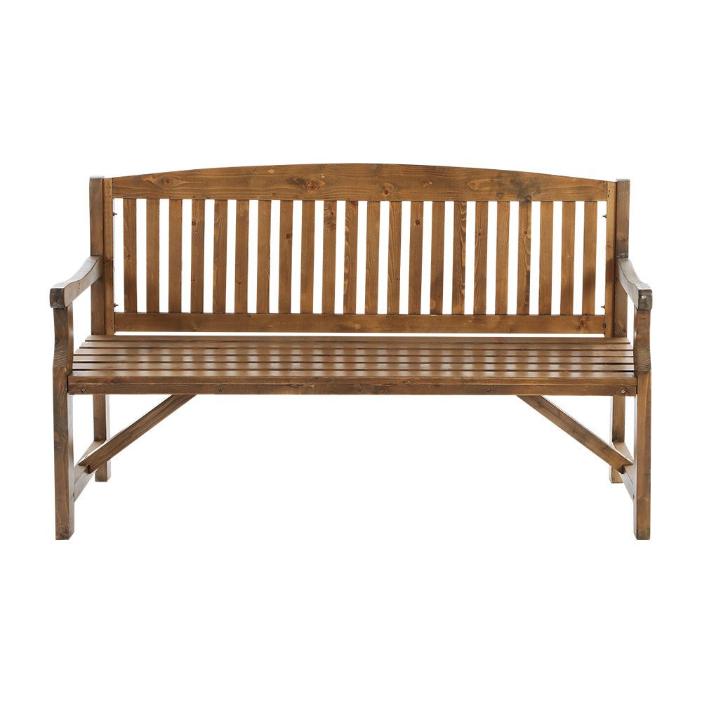 Wooden Garden Bench Chair Natural Outdoor Furniture Decor Patio Deck 3 Seater - Rivercity House & Home Co. (ABN 18 642 972 209) - Affordable Modern Furniture Australia