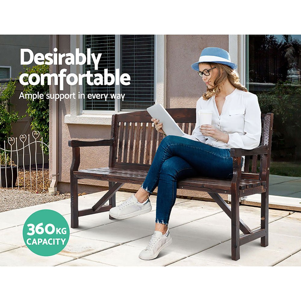 Wooden Garden Bench Chair Natural Outdoor Furniture Decor Patio Deck 3 Seater - Rivercity House & Home Co. (ABN 18 642 972 209) - Affordable Modern Furniture Australia