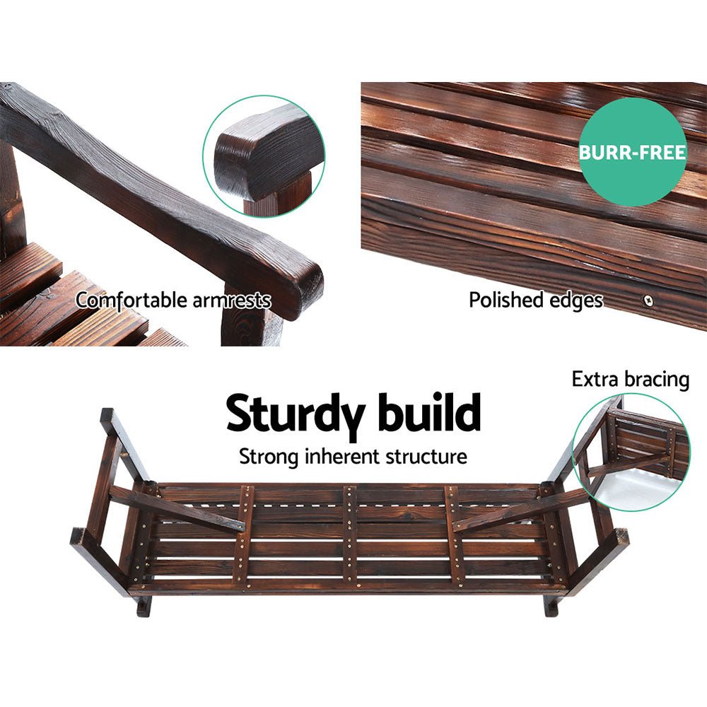 Wooden Garden Bench Chair Natural Outdoor Furniture Decor Patio Deck 3 Seater - Rivercity House & Home Co. (ABN 18 642 972 209) - Affordable Modern Furniture Australia