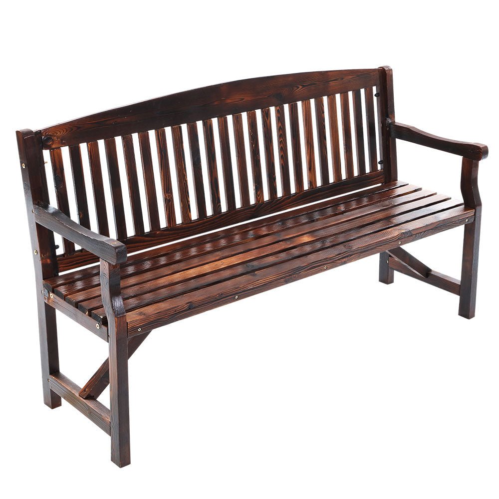 Wooden Garden Bench Chair Natural Outdoor Furniture Decor Patio Deck 3 Seater - Rivercity House & Home Co. (ABN 18 642 972 209) - Affordable Modern Furniture Australia