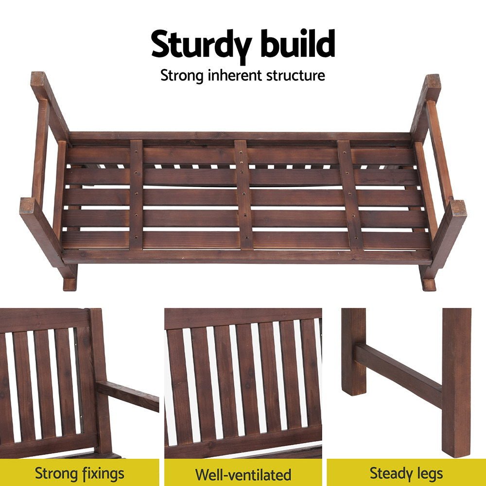 Wooden Outdoor Garden Bench Seat Brown - Furniture > Outdoor - Rivercity House & Home Co. (ABN 18 642 972 209) - Affordable Modern Furniture Australia