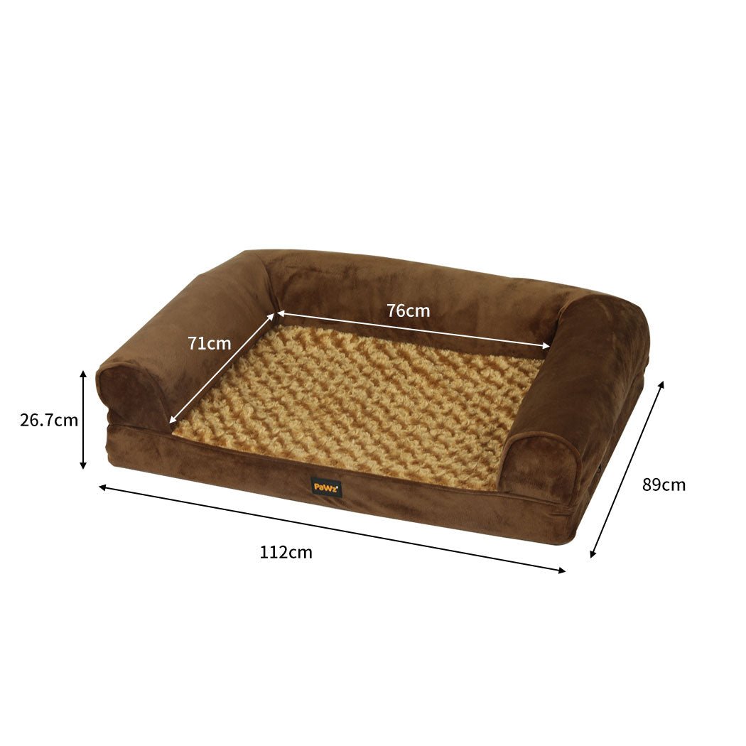 XL Orthopedic Pet Bed Sofa Soft Warm Dog Bedding - Brown - Rivercity House & Home Co. (ABN 18 642 972 209) - Affordable Modern Furniture Australia
