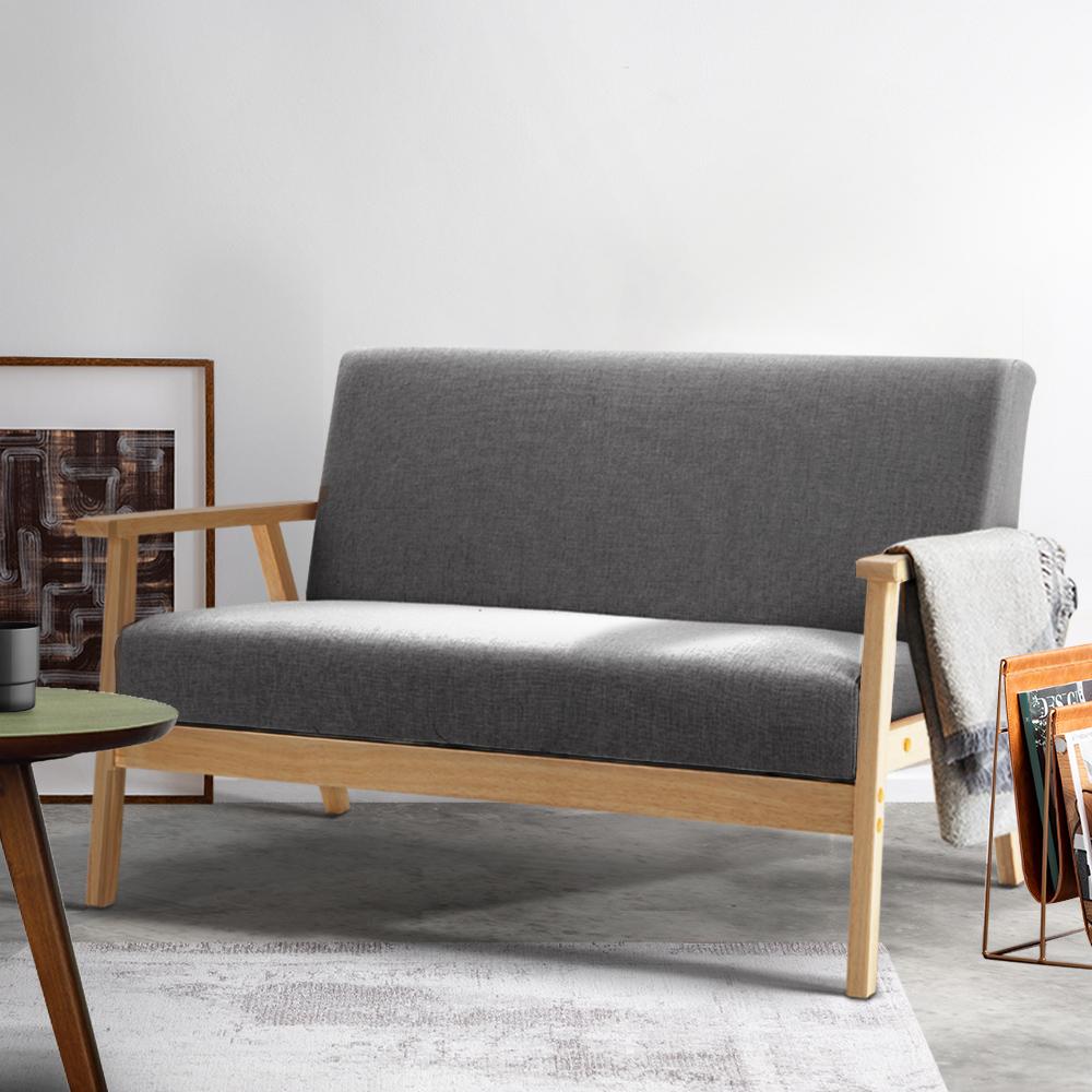 2 Seater Fabric Sofa Chair - Grey - Rivercity House & Home Co. (ABN 18 642 972 209) - Affordable Modern Furniture Australia