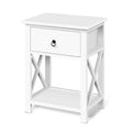 Set of 2 Bedside Tables With Drawers White (Twin Pack)