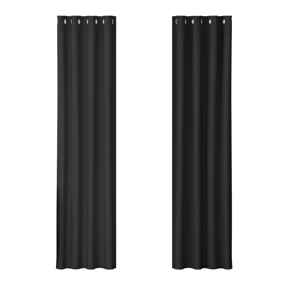 2X Blockout Curtains Blackout Window Curtain Eyelet 140x230cm Black - Home & Garden > Curtains - Rivercity House & Home Co. (ABN 18 642 972 209) - Affordable Modern Furniture Australia