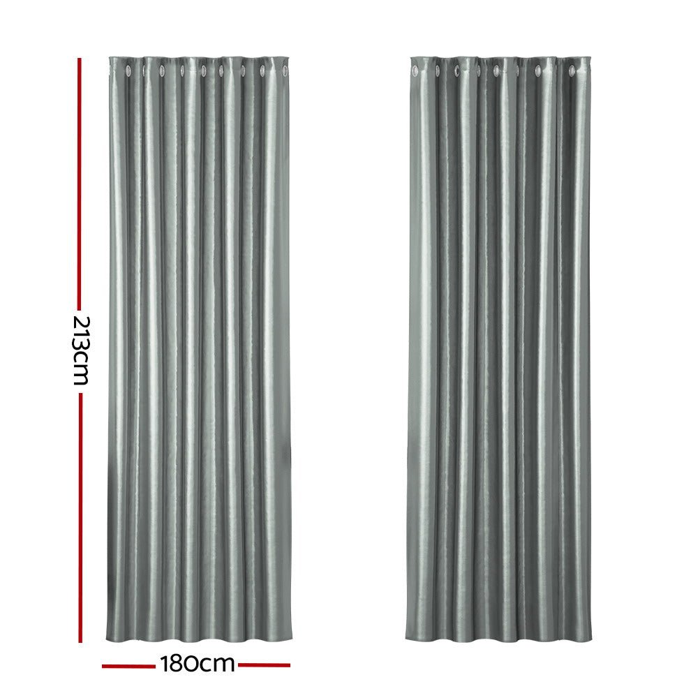 2X Blockout Curtains Blackout Window Curtain Eyelet 180x213cm Grey - Home & Garden > Curtains - Rivercity House & Home Co. (ABN 18 642 972 209) - Affordable Modern Furniture Australia