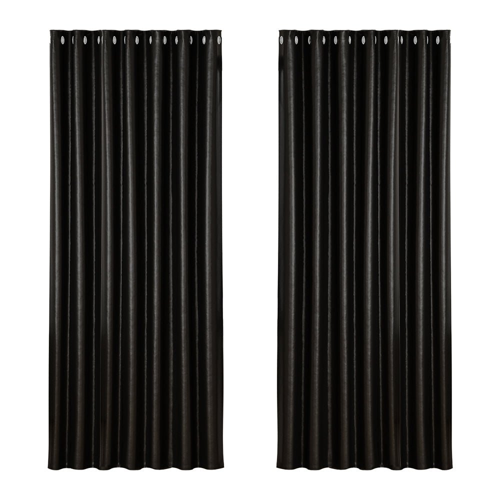 2X Blockout Curtains Blackout Window Curtain Eyelet 240x230cm Black - Home & Garden > Curtains - Rivercity House & Home Co. (ABN 18 642 972 209) - Affordable Modern Furniture Australia