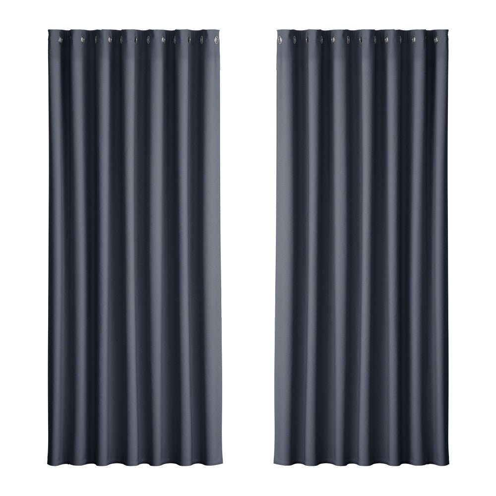 2X Blockout Curtains Blackout Window Curtain Eyelet 240x230cm Charcoal - Home & Garden > Curtains - Rivercity House & Home Co. (ABN 18 642 972 209) - Affordable Modern Furniture Australia