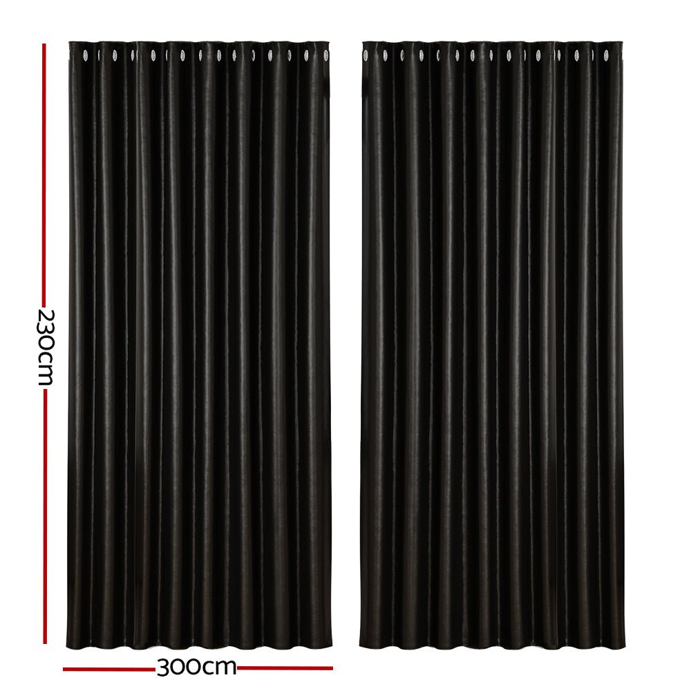 2X Blockout Curtains Blackout Window Curtain Eyelet 300x230cm Black - Home & Garden > Curtains - Rivercity House & Home Co. (ABN 18 642 972 209) - Affordable Modern Furniture Australia