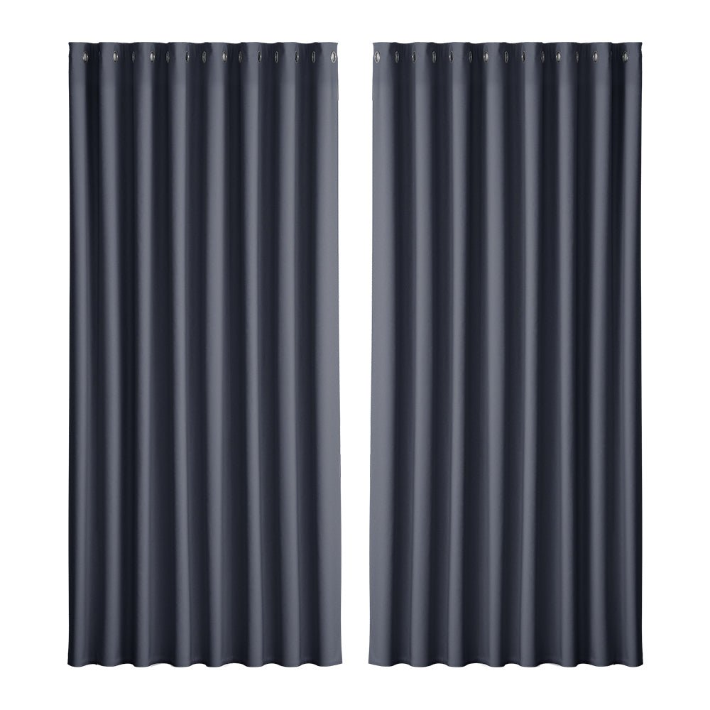 2X Blockout Curtains Blackout Window Curtain Eyelet 300x230cm Charcoal - Home & Garden > Curtains - Rivercity House & Home Co. (ABN 18 642 972 209) - Affordable Modern Furniture Australia