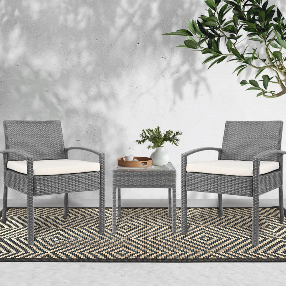 3 Piece Outdoor Set (Grey) - Brand - Rivercity House & Home Co. (ABN 18 642 972 209) - Affordable Modern Furniture Australia