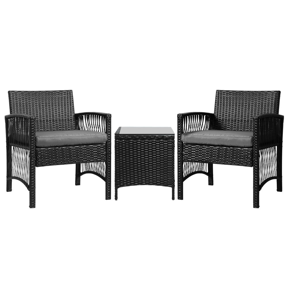 3 Piece Wicker Patio Bistro Set - Furniture > Outdoor - Rivercity House & Home Co. (ABN 18 642 972 209) - Affordable Modern Furniture Australia