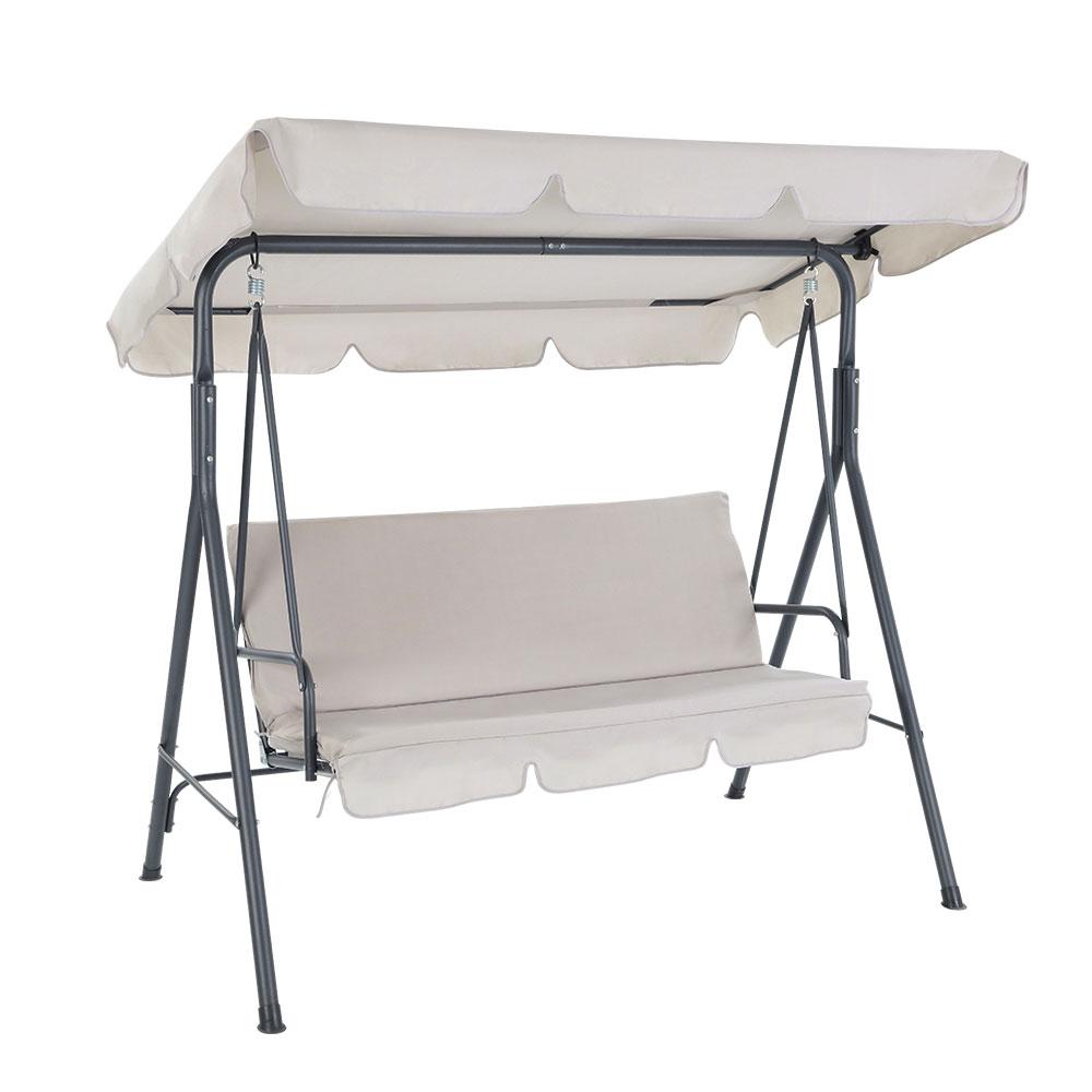 3 Seater Outdoor Swing Chair (Beige) - Brand - Rivercity House & Home Co. (ABN 18 642 972 209) - Affordable Modern Furniture Australia