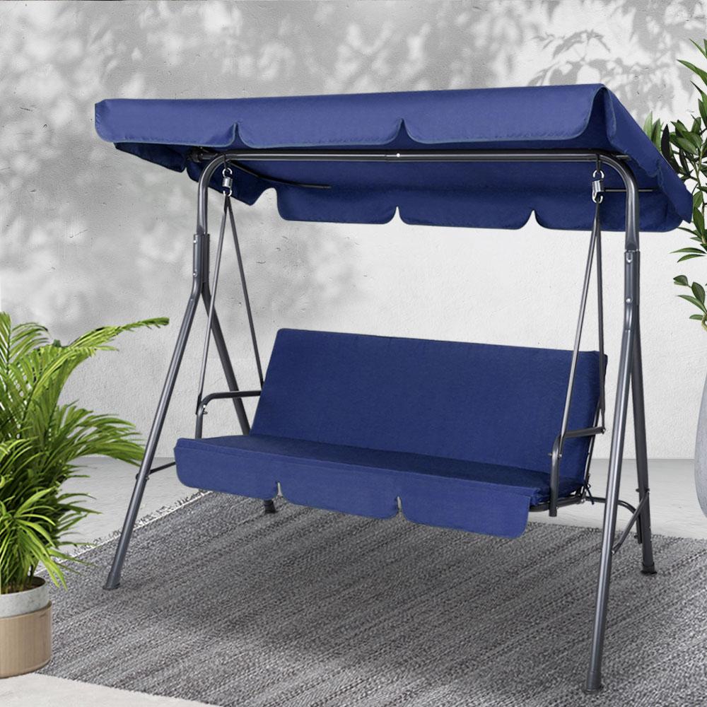 3 Seater Outdoor Swing Chair (Navy) - Brand - Rivercity House & Home Co. (ABN 18 642 972 209) - Affordable Modern Furniture Australia