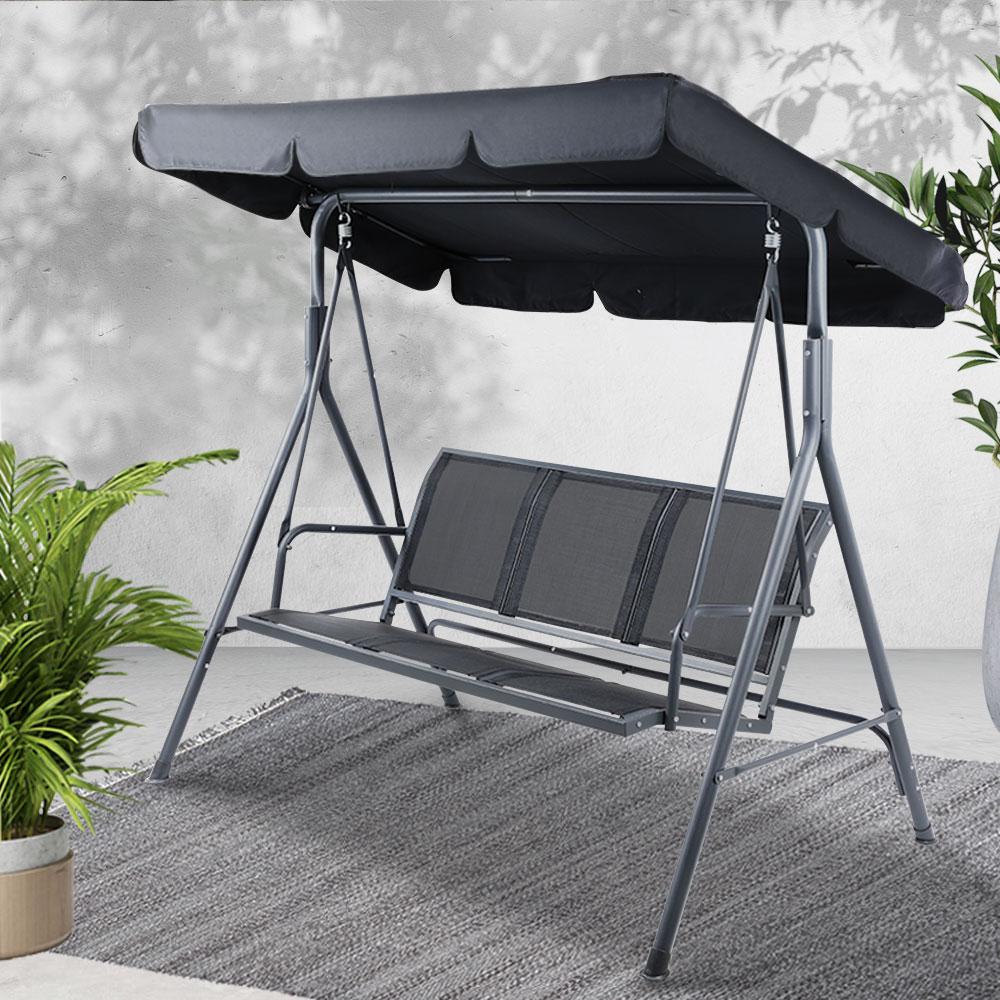 3 Seater Swing Chair Black - Rivercity House & Home Co. (ABN 18 642 972 209) - Affordable Modern Furniture Australia