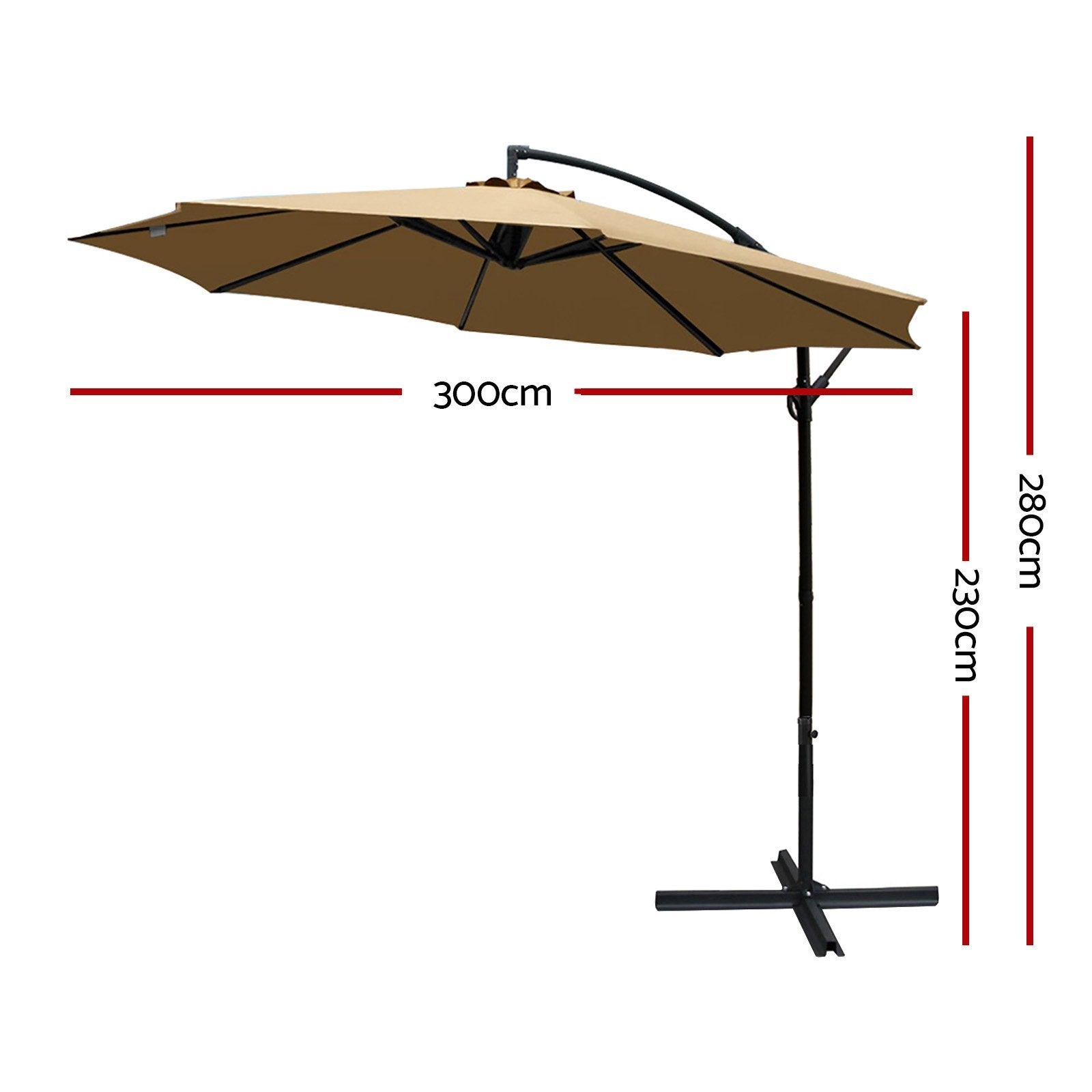 3M Cantilevered Outdoor Umbrella - Beige - Rivercity House & Home Co. (ABN 18 642 972 209) - Affordable Modern Furniture Australia