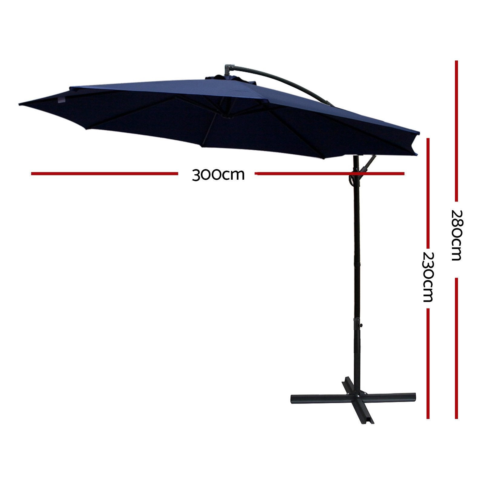 3M Cantilevered Outdoor Umbrella - Navy - Rivercity House & Home Co. (ABN 18 642 972 209) - Affordable Modern Furniture Australia