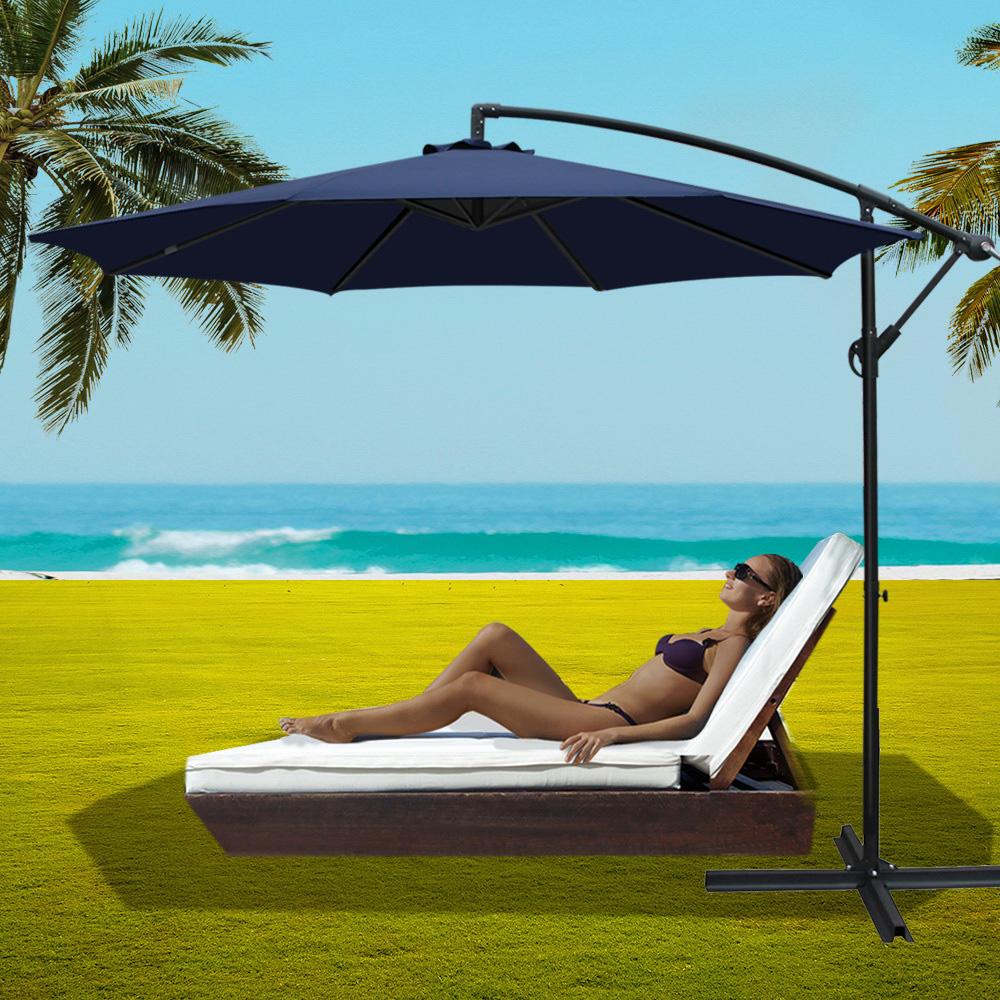 3M Cantilevered Outdoor Umbrella - Navy - Rivercity House & Home Co. (ABN 18 642 972 209) - Affordable Modern Furniture Australia