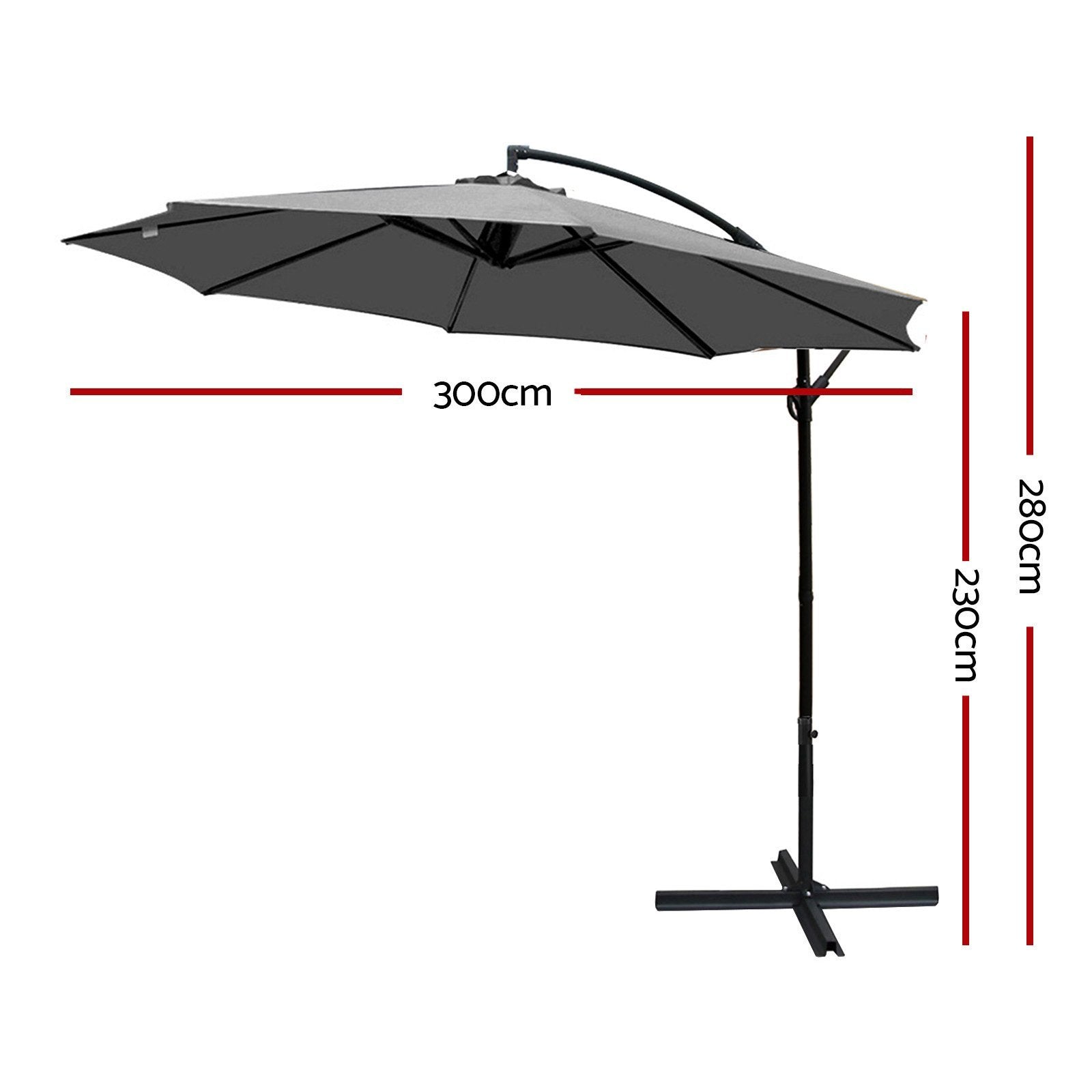 3M Outdoor Furniture Garden Umbrella Charcoal - Rivercity House & Home Co. (ABN 18 642 972 209) - Affordable Modern Furniture Australia