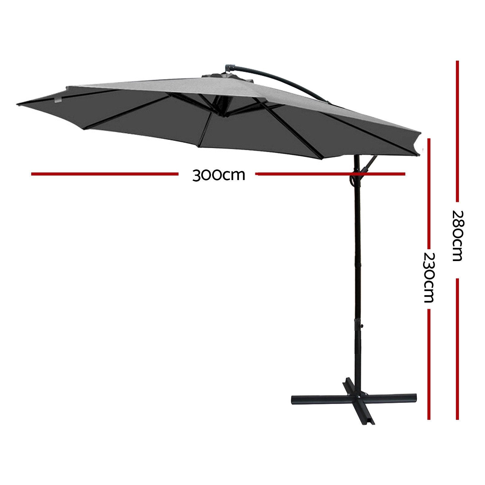 3M Outdoor Furniture Garden Umbrella Grey - Rivercity House & Home Co. (ABN 18 642 972 209) - Affordable Modern Furniture Australia