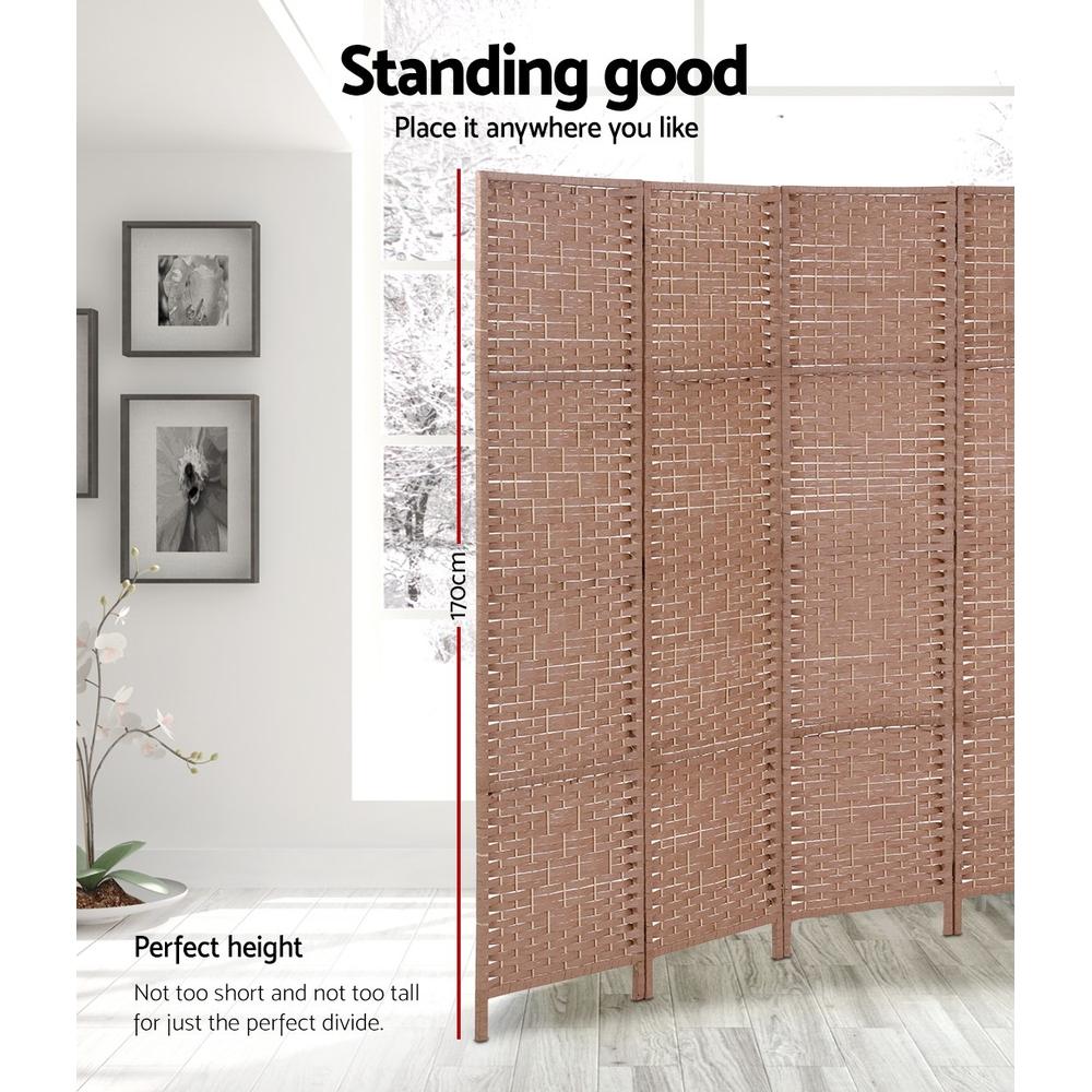 4 Panel Room Divider Screen Privacy Rattan Timber Foldable Dividers Stand Hand Woven - Rivercity House & Home Co. (ABN 18 642 972 209) - Affordable Modern Furniture Australia