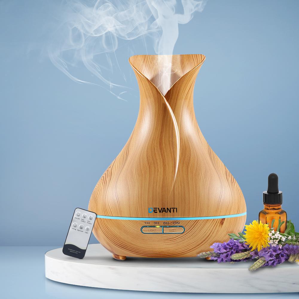 400ml 4 in 1 Aroma Diffuser remote control - Light Wood - Rivercity House & Home Co. (ABN 18 642 972 209) - Affordable Modern Furniture Australia
