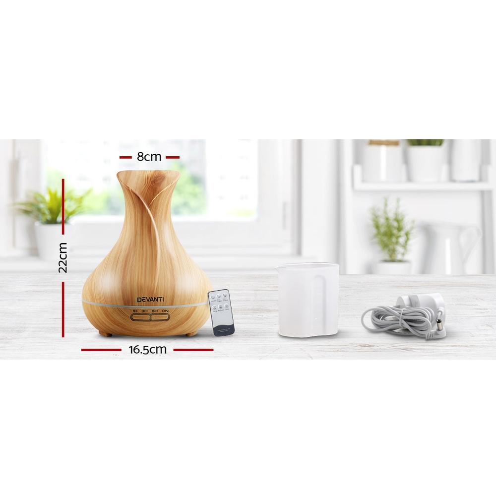 400ml 4 in 1 Aroma Diffuser remote control - Light Wood - Rivercity House & Home Co. (ABN 18 642 972 209) - Affordable Modern Furniture Australia