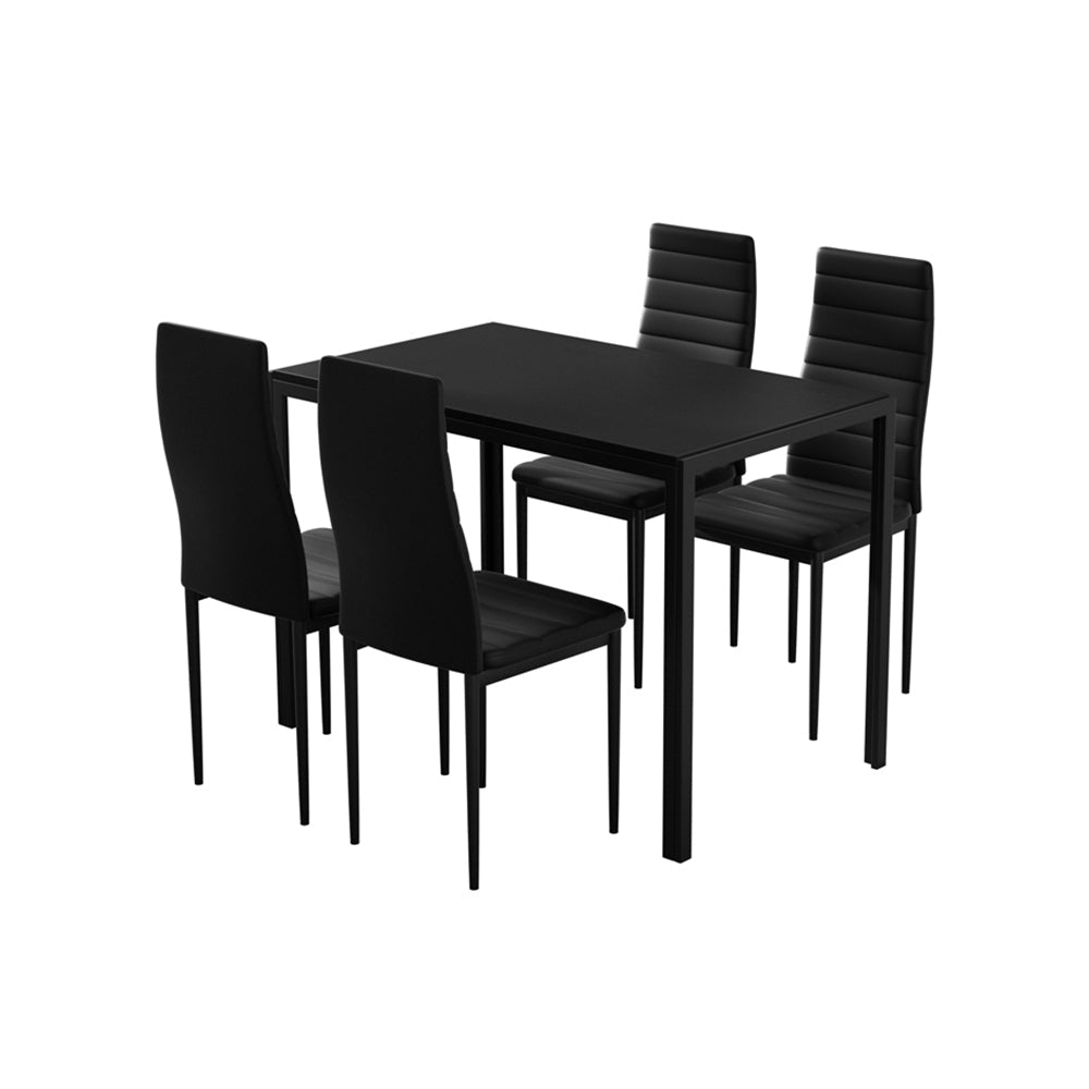 5 Piece Dining Set with Wooden Table Top - Black - Furniture > Dining - Rivercity House & Home Co. (ABN 18 642 972 209) - Affordable Modern Furniture Australia